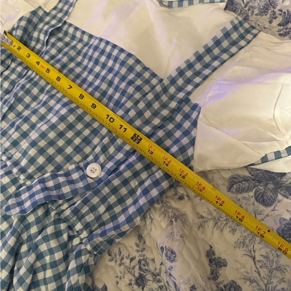 Dorothy Blue Gingham Pinafore Dress costume with wig - Picture 6 of 9